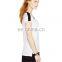 women short sleeve slim black and white piped tee top blouse