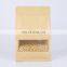 Factory price food grade flat bottom kraft paper bag with zipper and window for food packaging