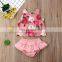 High Quality Cute Baby Girl Floral Clothing Set Baby Girl Outfit Clothes Vest Top T-shirt Yellow Bloomers Shorts Outfits Clothes