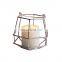 Home Decoration Gold Wire Metal Vacuum Plating And Glass Candle Holder