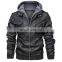 2021 Christmas New Fashion Trend Men's Zipper Collar Long Sleeve Hoodie Motorcycle Leather Jacket