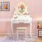 Makeup Dressing Table and Cushioned Stool Set with 5 Large Drawers for Women Girls