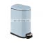Stainless steel rectangular foot pedal garbage bin food waste bin with light color office metal trash can