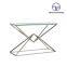 sliver metal base glass top console table wholesale living room elegant stainless steel console table