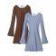 Saia ajustada para meninas femininas e picantes no estilo europeu e americano em tons terrosos com la?os nas costas e estilo de vestido único.