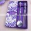 Wholesale Stainless steel Purple Flower spoon and chopstick sets for Wedding Presents and Party Keepsake