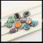 LFD-0084B Rectangle Shape Mixed Color Crystal Glass Loose Beads, with Crystal Paved Connector Beads Charms, For Jewelry Making