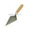 Bricklaying trowel with wooden handle, carbon steel blade, eucalyptus wooden handle 7"