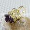 Druzy quartz amethyst gold plated ring