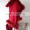 Deluxe Red Raccoon Fur Hood Cashmere Like Cape Scarf Autumn And Winter Fur Trim Pashmere Shawl Poncho