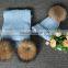 Fashion Design Women Genuine wool Fur Scarf with Raccoon Fur/Custom-Made