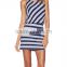 Halter neck backless design pattern stripe jersey casual dress SYA15115