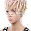 White/blonde synthetic short wig bangs ombre wig natural scalp bob wig