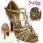 Suphini Hot Sale Latin Ballroom Dance Shoes with Crystal High Heel