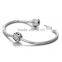 X235 Wholesale Engravable Charms,925 Silver Flower Charm With Pink Crystal