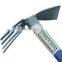China factory of antislip double face carbon steel 4 prong garden hoe with fiberglass handle farm tools factory in China