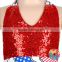 Red Sequins & Chiffon Jumpsuit With Stars Backless National Day Rompers Stylish Jumpsuit For Babies