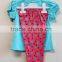Wholesale Fashion Baby Knitted Pajama Printed Cap Sleeve Top +Long Pan Girls 2 Pcs Set TP-7711