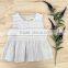 Girls Linen Top Sky Blue Multi Stripe Toddler Babydoll Smock Shirt Baby Shirt