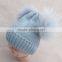 Myfur Wholesale Children's Fall Winter Hat Striped Wool Hat Knitted Baby Beanie Hat With Fur Ball