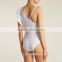 China factory wholesale embroidered asymmetric ruffle one piece swimsuit women