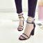 B22422A Ladies plus size High-end Suede hollow buckle high-heeled sandals