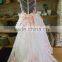 Princess Wedding Dress ball gown Royal Length Train Bateau Lace Organza Tulle with Flower Lace bridal gown P099