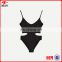 2017 New Style Black Cut Side Women V Neck Swimsuit One Piece Swimsuit