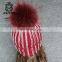 Lady Size Real Toque Racoon Fur Large Pom Pom Beanie Hats Knitted Hat Fur Pompom
