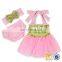 Baby Girl Pink Chiffon Party Dress +Bloomers+Bow Headband 3Pcs Sets Wholesale Gold Sequins Girls Frocks Design Dresses
