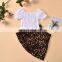 Newborn Baby Girls Outfit Short Sleeves White Blouses +Leopard Skirts 2 Pcs Kids Girls Set