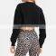 Long Sleeves Women Crop Top Hoodie, Street Wear Sweatshirts