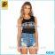 2016 fashion summer Gilrs Simple black sleeveless tank tops