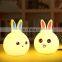 LED rabbit colorful led lamp silicone night light for baby