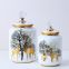 European Simple Style Deer and Tree Gilded Painting Ceramic Flowers Vases With a Crystal Lid For Office