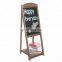 Rustic Wood A-Frame Easel Chalkboard Erasable Memo Board  with Shelf