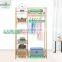 Bamboo Garment Rack 7-Tier Storage Shelves Clothes Hanging Rack, Heavy Duty Clothing Rack Minimalism Wardrobe Closet Organizer