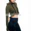 Custom 2022 New Ladies fitness Sportswear long sleeve cropped top hoodie