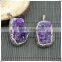 LFD-009P ~ Druzy Amethyst Stone Pave Rhinestone Crystal Pendants For Charms Necklace Jewelry Finding