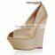 2016 Gold Color Designer Peep Toe Wedges Sandals