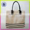 Elegant and fashionable jute bag women stripe shopping handbags