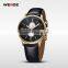 WEIDE Japan Movement Genuine Leather Strap Men Gold Watches Luxury Watch In  Express