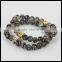kjl-cst 125 Fashion silver/gold plated skull head men bracelet natural crack agate round stone beads women bracelet