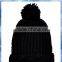 black ribbed knitted winter hat /black long beanie/mohair knitted hat