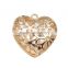 New Style Gold Plated Heart Brass Filigree Diamond Hollow Lockets Jewelry Pendant