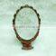 Red bronze cosmetic pocket mirror with rhinestone