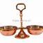 Steel Copper 2 Bowl Compartment Condiment Pickel Set - Serving Dish Curry Home Hotel Restaurant