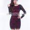 Popular design plus size mature women party wear long sleeve short dress
