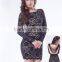 Popular design plus size mature women party wear long sleeve short dress