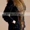 2015 popular style rabbit fur coat with racoon fur callor
